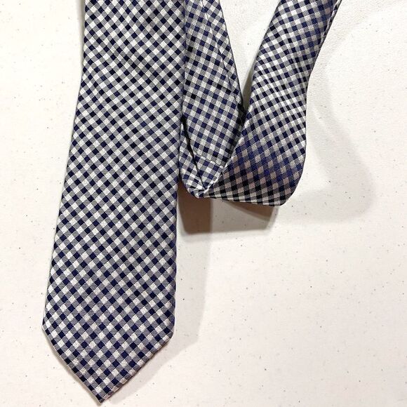 Michael Kors 100% Silk Tie Blue & White Plaid - Picture 1 of 7